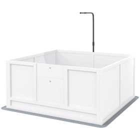 Puppy Whelping Box with Adjustable Door Pee Pad Pig Rail for Breeds Small to Large 41x39