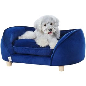 VEVOR Pet Sofa, Dog Couch for Medium-Sized Dogs and Cats, Soft Velvety Dog Sofa Bed, 81 lbs Loading Cat Sofa, Dark Blue
