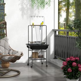 Parrot Stand Large Bird Perch Stand with Toy Hook & 3 Ladders (Option: Gray-825x480x160 mm)