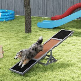 Wooden Dog Agility Seesaw For Training And Exercise, Weather Resistant, 83 L X 16 W X 14 H Inch (Option: Gray)