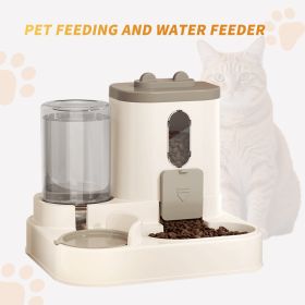 Fully Automatic 2in1 Cat Food Dispenser - Integrated Water And Food Feeding System - Cute Water Dispenser (Option: Grey)