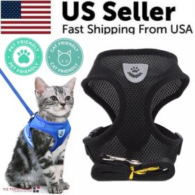 Cat Dog Pet Harness Adjustable Control Vest Dogs Reflective S M L XL Leash (Color: Black, size: L)