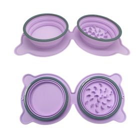 Pet Folding Silicone Bowl (Color: Purple)