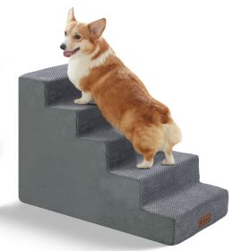 Dog Stairs For High Beds And Sofas - Pet Stairs For Older Dogs And Cats With Removable, Washable Covers And Non-slip Bottoms (Color: Grey, size: 5-Step)